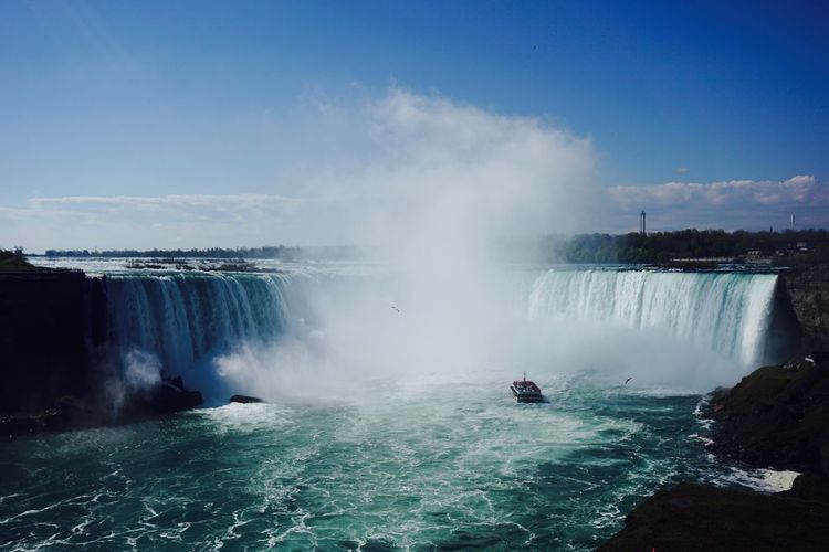 Scenic view of waterfall