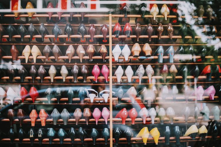 Shoes displayed at store for sale