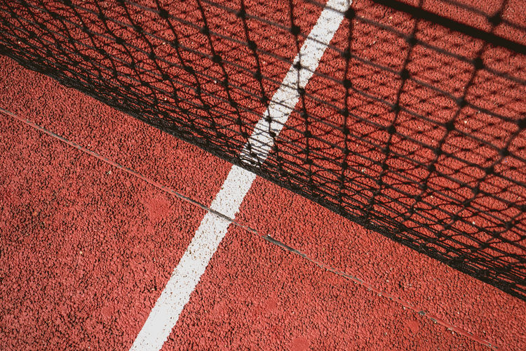 High angle view of net at tennis court