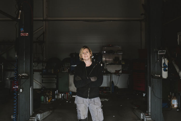 Female mechanic in garage
