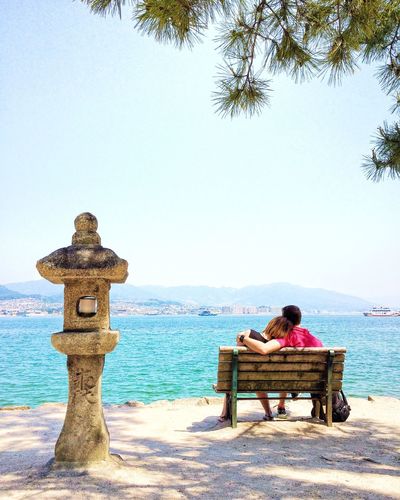 Scenic view of sea against clear sky