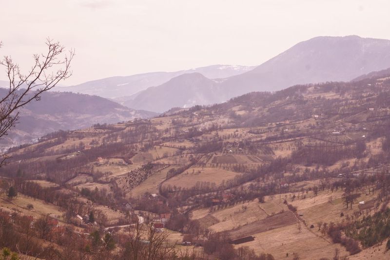 High angle view of landscape against clear sky