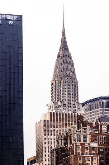 Low angle view of chrysler building against clear sky