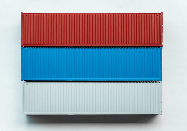 Close-up of blue metal container