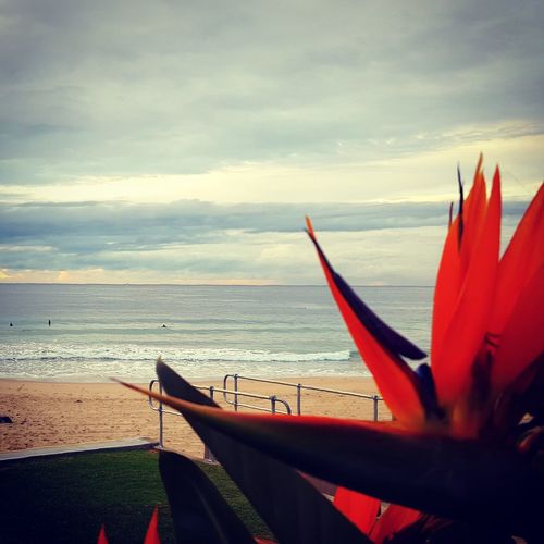 Scenic view of sea against cloudy sky