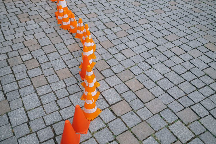 Traffic cone for road works.