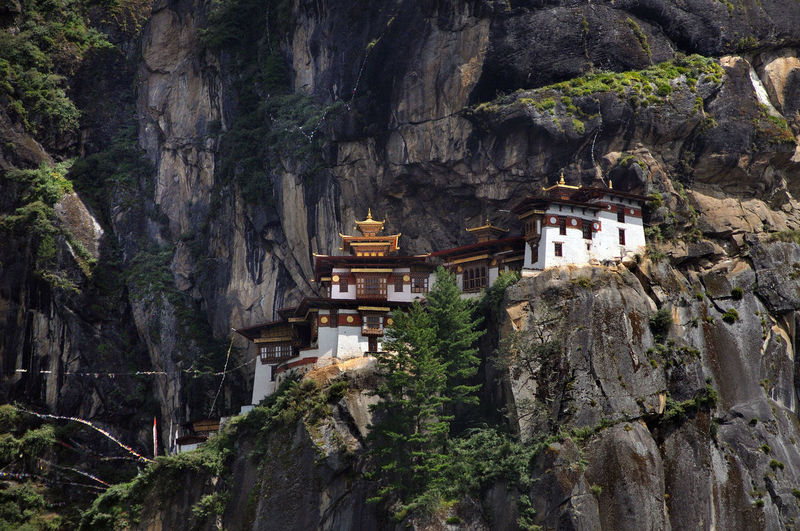Taktsang monastery also called tiger nest is situated  at 3000m altitude north of paro in bhutan