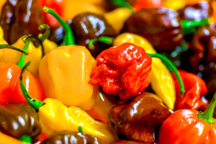 Full frame shot of various peppers