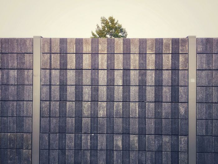 Close-up of fence against wall