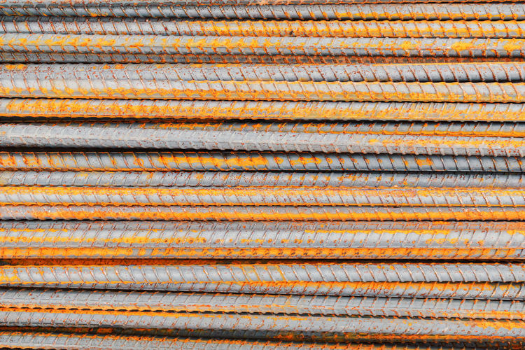 Close up steel rebar for building texture in the construction site. rebar is an important building.