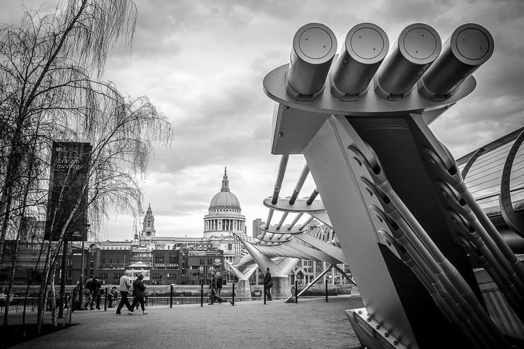 London millennium footbridge against st paul cathedral