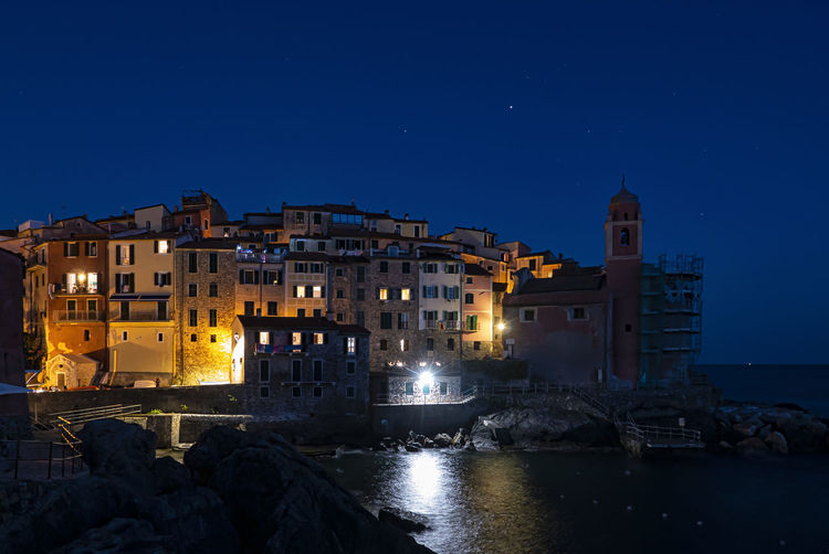 Night scene of tellaro village in liguria