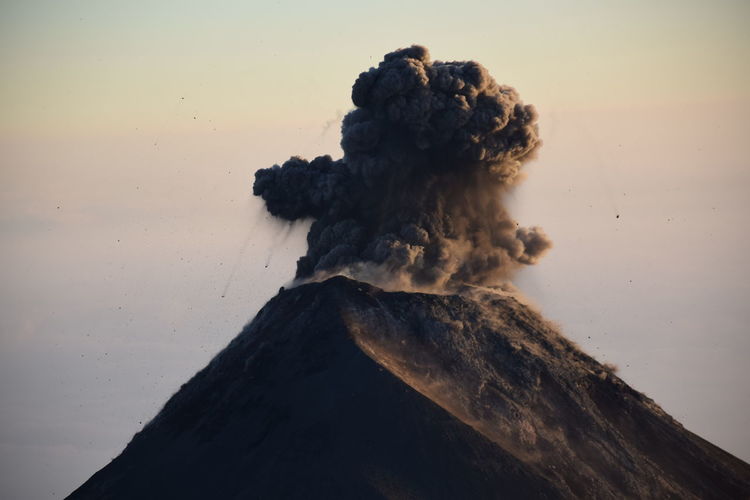 Active fuego volcano visible from acatenango volcano, guatemala