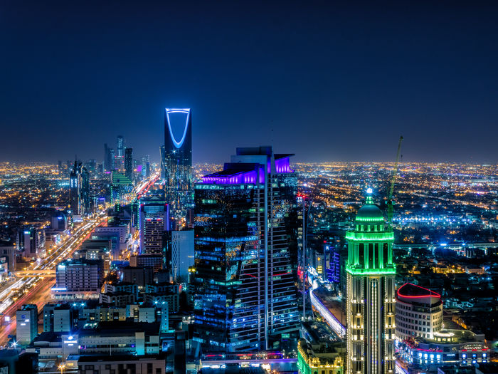 Top view of riyadh, the capital of saudi arabia, at sunset