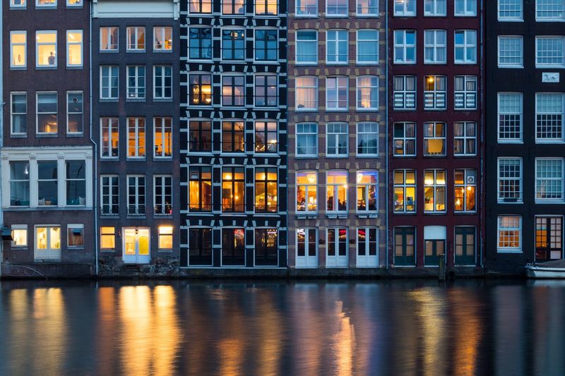 Reflection of building in water