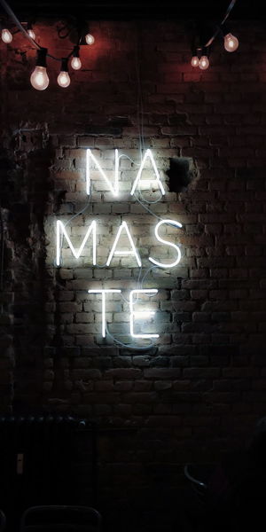 Illuminated text on wall