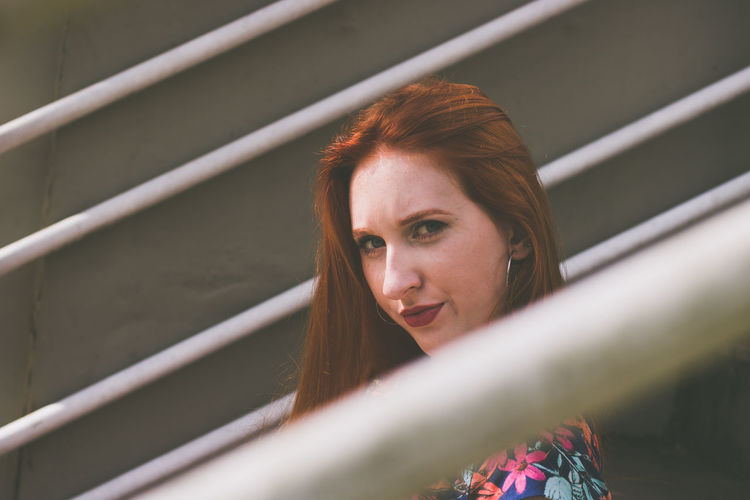 Young woman with eyes closed