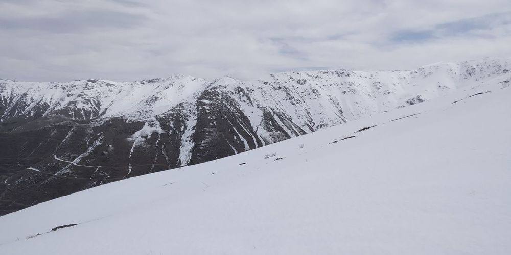 Scenic view of snowcapped mountain against sky