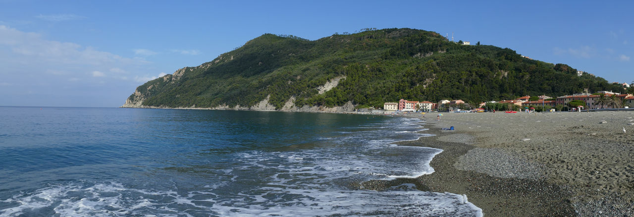 The beach of riva trigoso in sestri levante with clear blue water