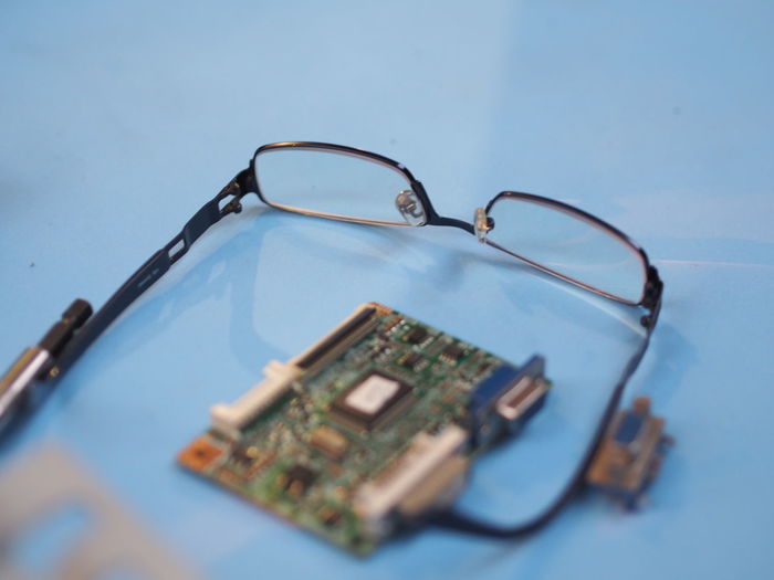 Close-up of eyeglasses on table