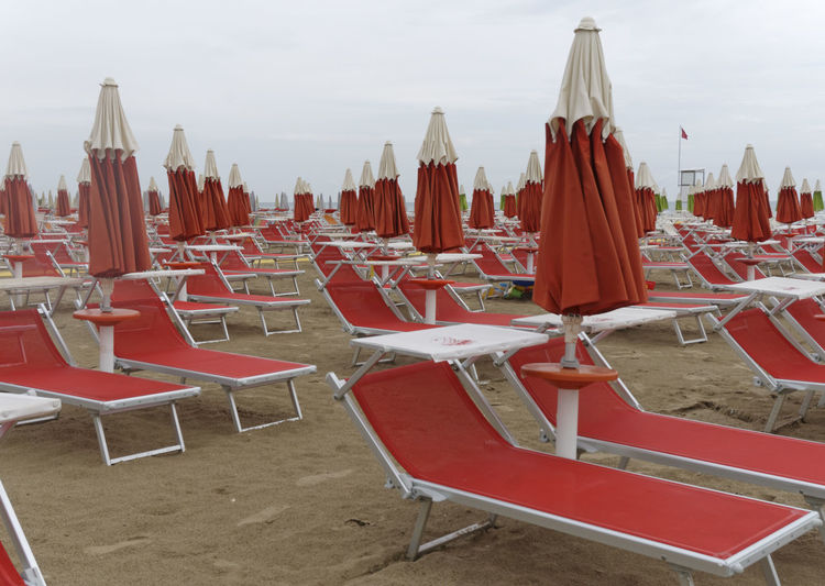 Close-up of empty benches