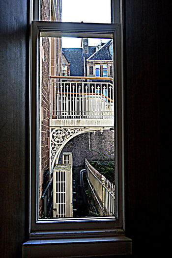 Staircase seen through window