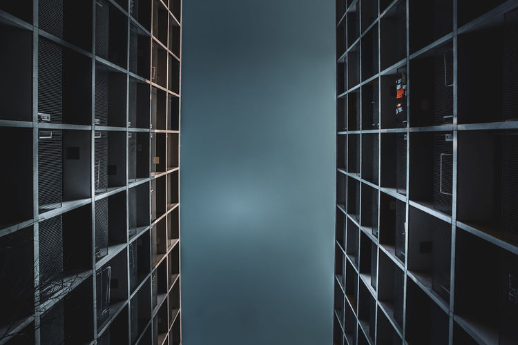 Low angle view of building against sky at night