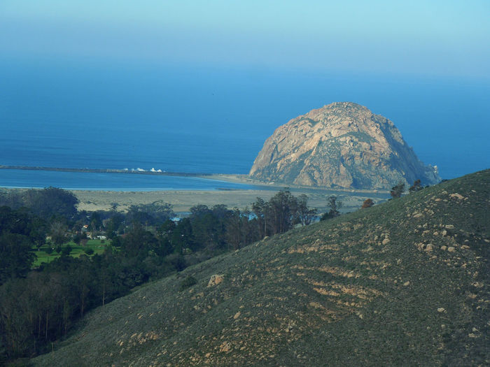 Scenic view of morro rock in bay