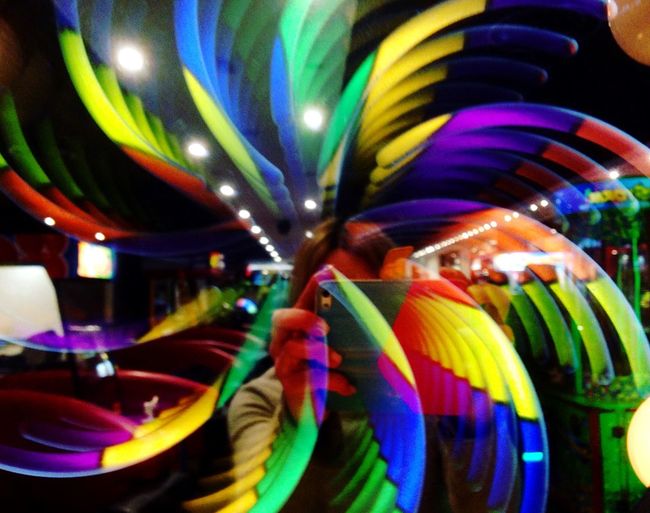 Multi colored illuminated lights at night