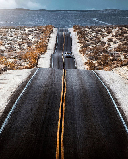 Carpet road scene over desert of california