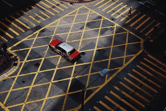 High angle view of car on street