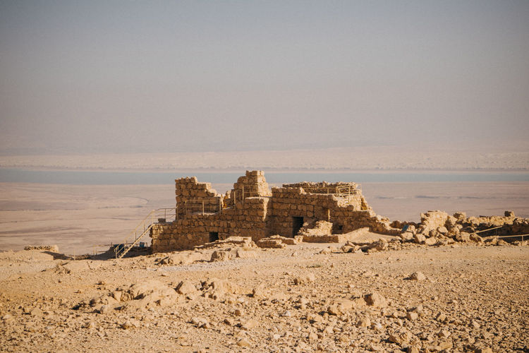 Scenic view of dead sea against sky