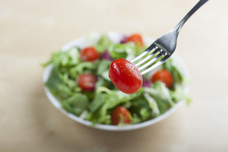 Close-up of tomato from a salad