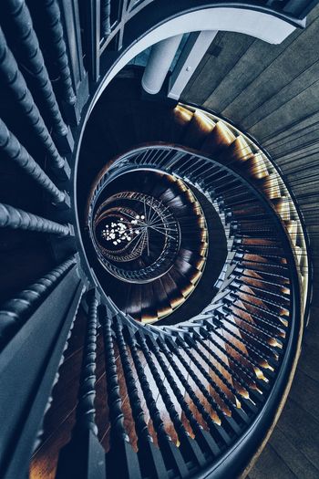 High angle view of spiral staircase