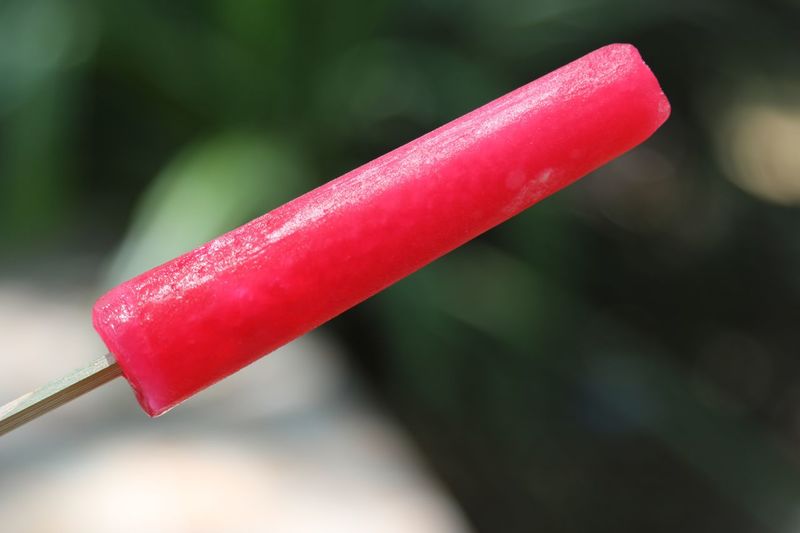 Close-up of red ice lolly