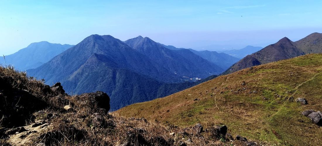 Scenic view of mountains against sky
