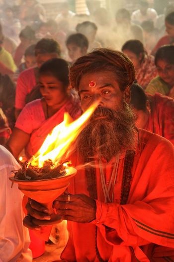 Saint getting prepared for prayer at rakher upobash barodi lokhnath brahmachari ashram