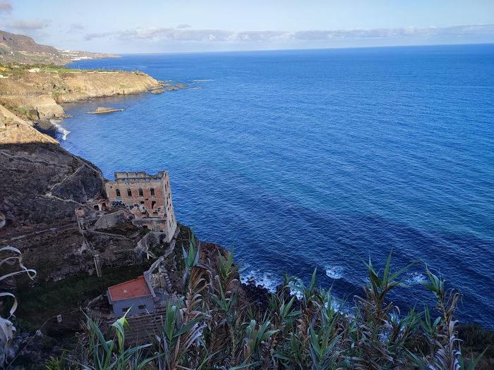 High angle view of sea against sky