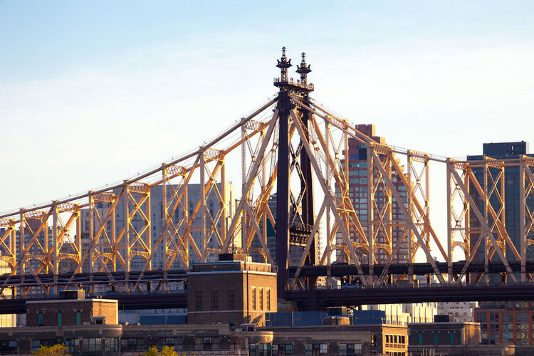 Detail of the queensboro bridge in the upper east side, manhattan, new york city, new york, usa