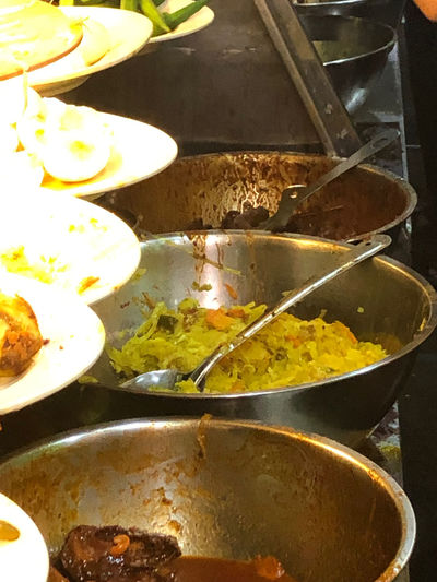 High angle view of food in plate