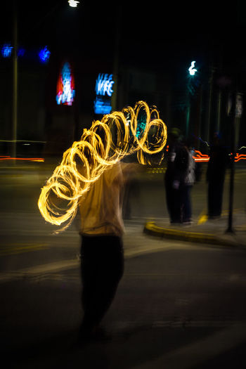 Blurred motion of light trails in city