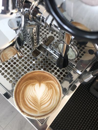 High angle view of coffee on table