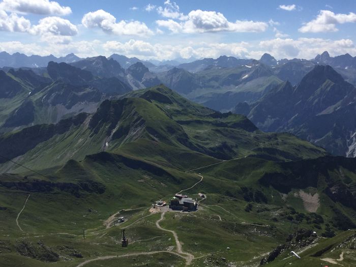 Scenic view of mountains against sky