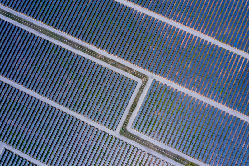 low angle view of solar panels