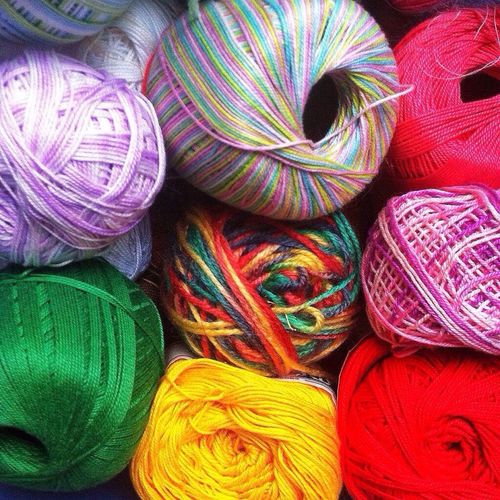 Full frame shot of colorful woolen yarn