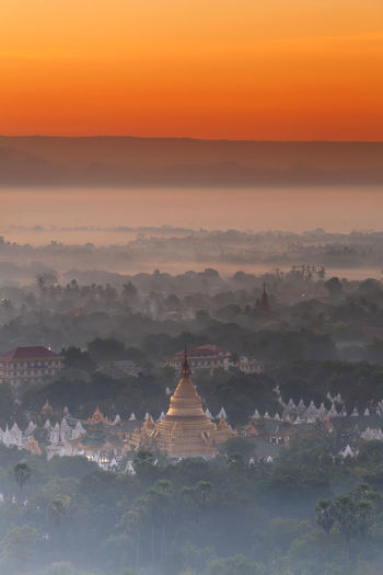 Temple at bagan during sunset