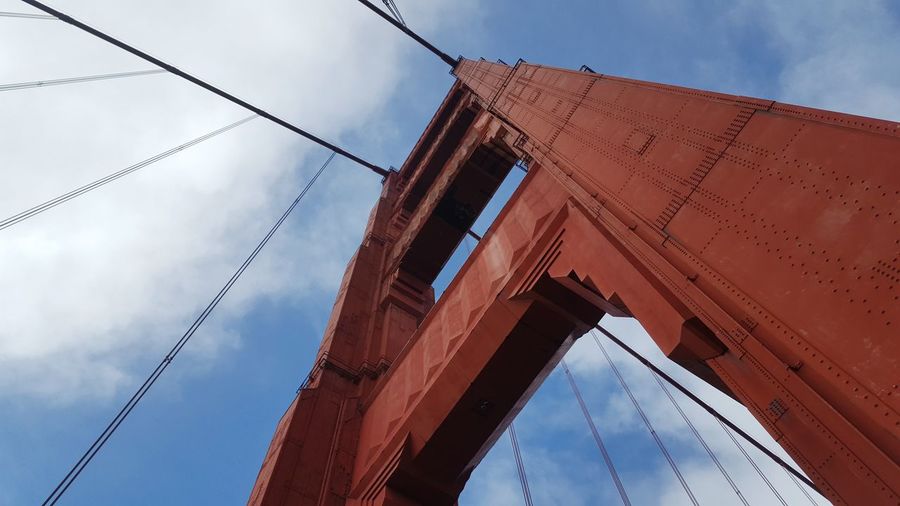 Low angle view of suspension golden gate bridge against sky