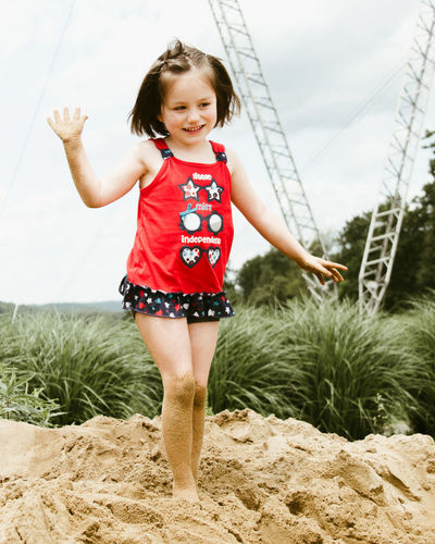 Portrait of smiling girl on beach
