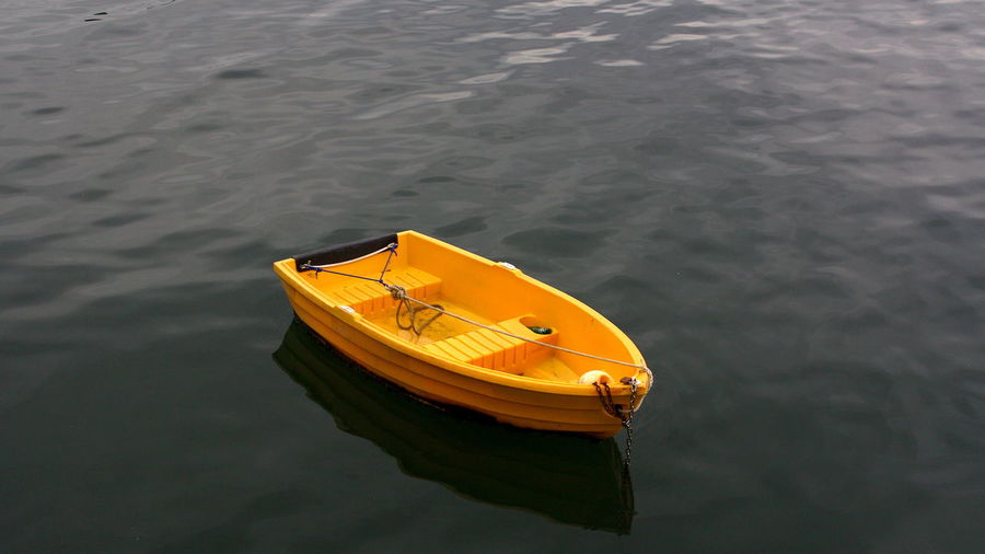 High angle view of yellow floating on water