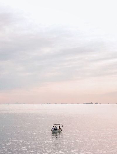 Boat sailing in sea
